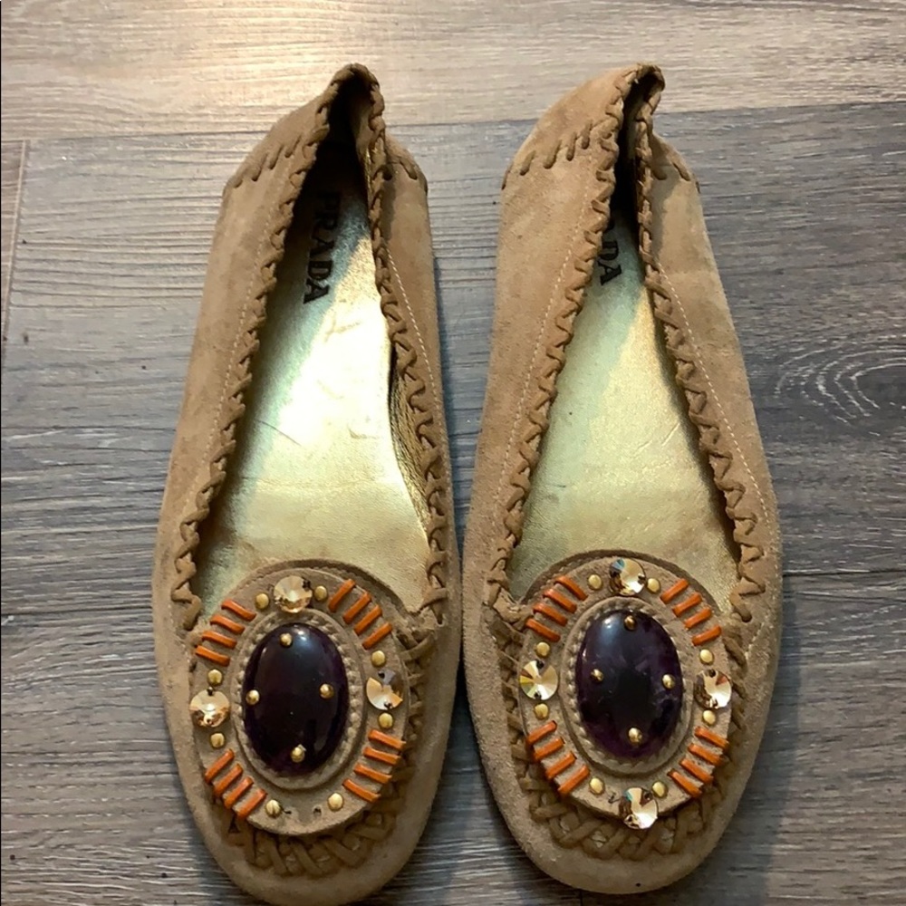 Beautiful Prada flats with gems and stones